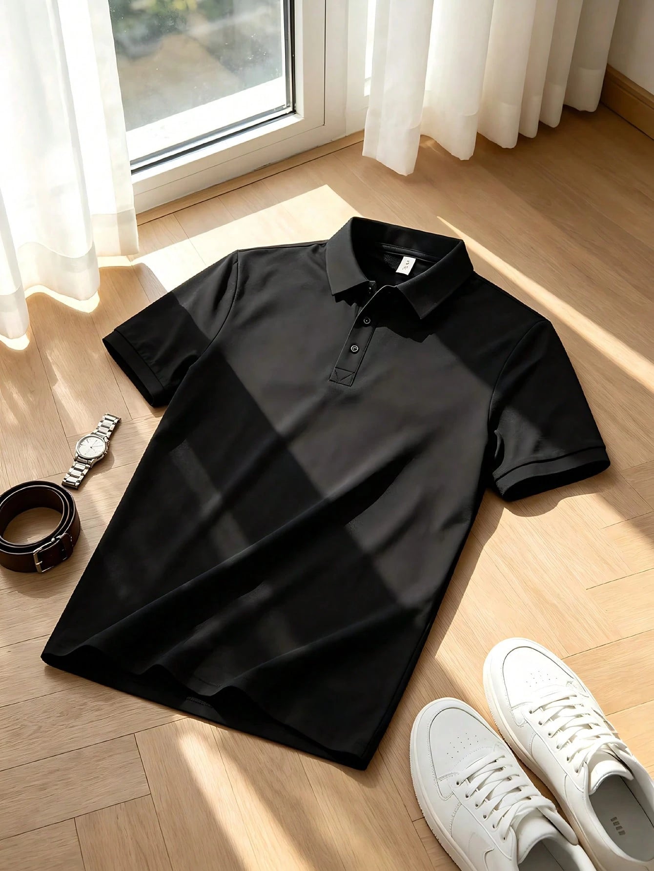 Men's Summer Lightweight Fabric Polo Shirt| Slim Fit Short Sleeve Solid Color Collared Top, Suitable For Daily, Commute, Office, Light Sports And Beach Wear, Smart Casual