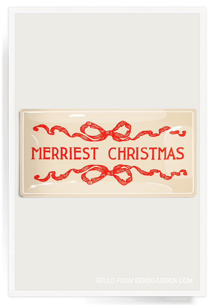 Merriest Christmas Text Decoupage Glass Tray - Ben's Garden