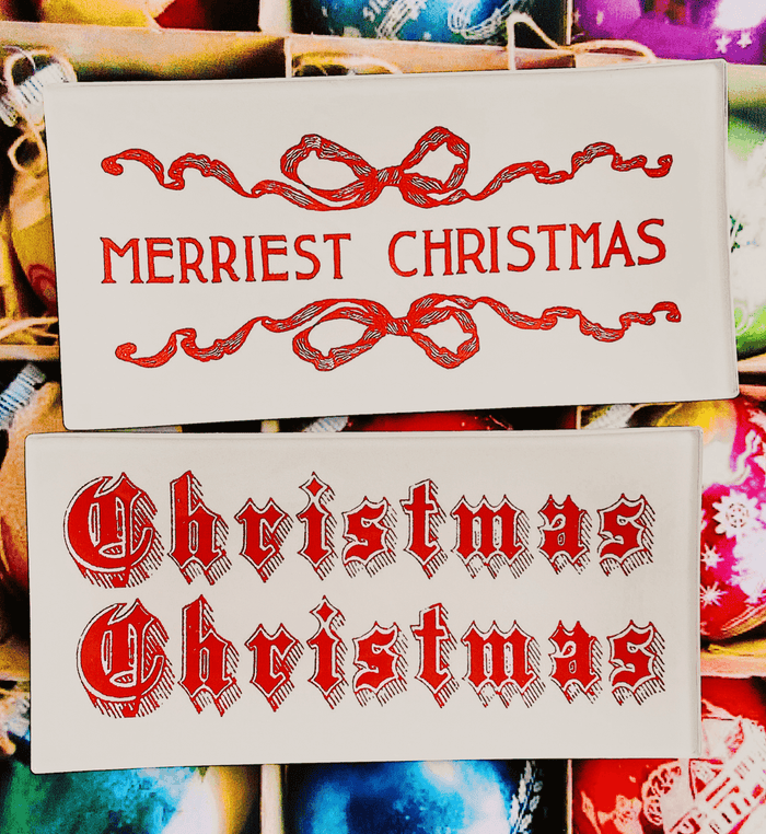 Merriest Christmas Text Decoupage Glass Tray - Ben's Garden