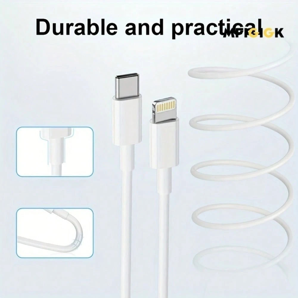 MFIGlGK 20pcs 20W USB C To For IPhone Cable PD Data Cord Fast Charger Lead Heavy Duty Charging Wire For IPhone 14 Plus 13 Mini 12 11 Pro Max MFIGlGK