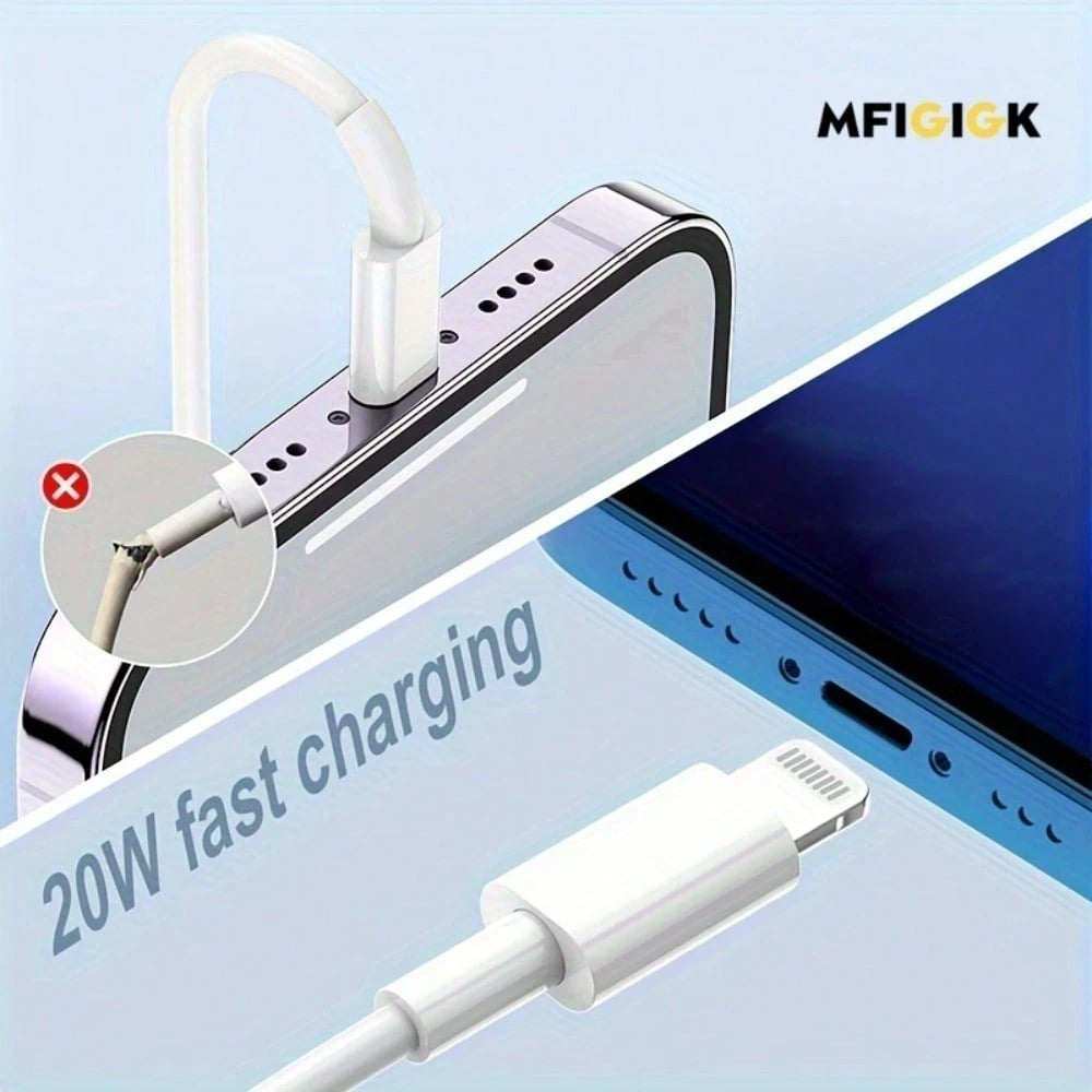 MFIGlGK 20pcs 20W USB C To For IPhone Cable PD Data Cord Fast Charger Lead Heavy Duty Charging Wire For IPhone 14 Plus 13 Mini 12 11 Pro Max MFIGlGK