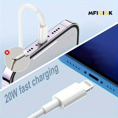MFIGlGK 20pcs 20W USB C To For IPhone Cable PD Data Cord Fast Charger Lead Heavy Duty Charging Wire For IPhone 14 Plus 13 Mini 12 11 Pro Max MFIGlGK