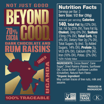 [Microbatch] 70% Cocoa Dark Chocolate and Rum Raisins