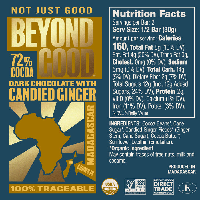 [Microbatch] 72% Cocoa Dark Chocolate with Candied Ginger