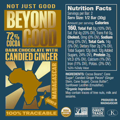 [Microbatch] 72% Cocoa Dark Chocolate with Candied Ginger