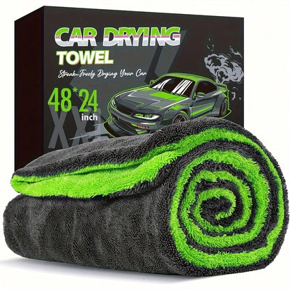 [Microfiber Towel] High Absorbency Dual-Sided Microfiber SUV Truck Drying Towel| 1400GSM Full-Sized 48"X24" Twisting Yarn Technology, Scratch-Free, Machine Washable For Car Cleaning & Dryer Use