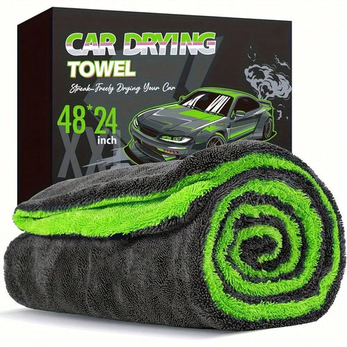 [Microfiber Towel] High Absorbency Dual-Sided Microfiber SUV Truck Drying Towel| 1400GSM Full-Sized 48"X24" Twisting Yarn Technology, Scratch-Free, Machine Washable For Car Cleaning & Dryer Use