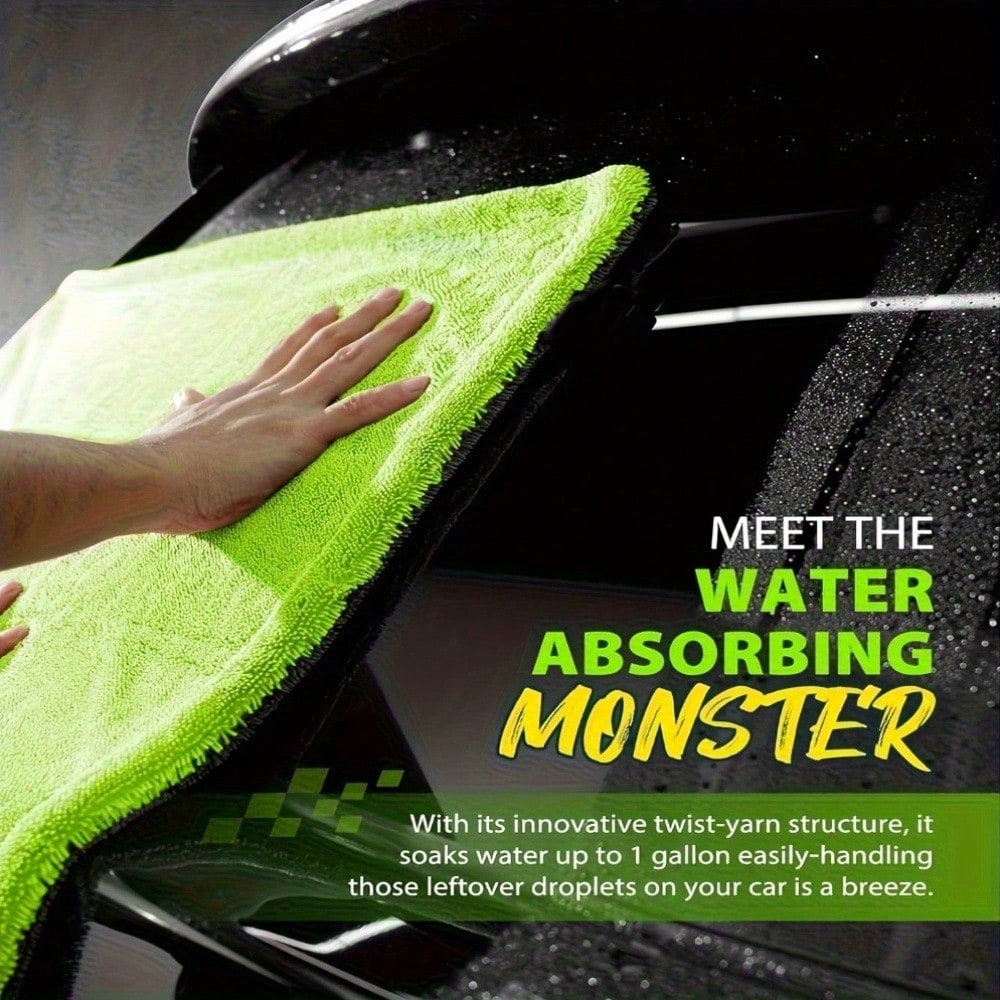 [Microfiber Towel] High Absorbency Dual-Sided Microfiber SUV Truck Drying Towel| 1400GSM Full-Sized 48"X24" Twisting Yarn Technology, Scratch-Free, Machine Washable For Car Cleaning & Dryer Use