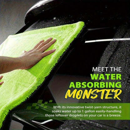 [Microfiber Towel] High Absorbency Dual-Sided Microfiber SUV Truck Drying Towel| 1400GSM Full-Sized 48"X24" Twisting Yarn Technology, Scratch-Free, Machine Washable For Car Cleaning & Dryer Use