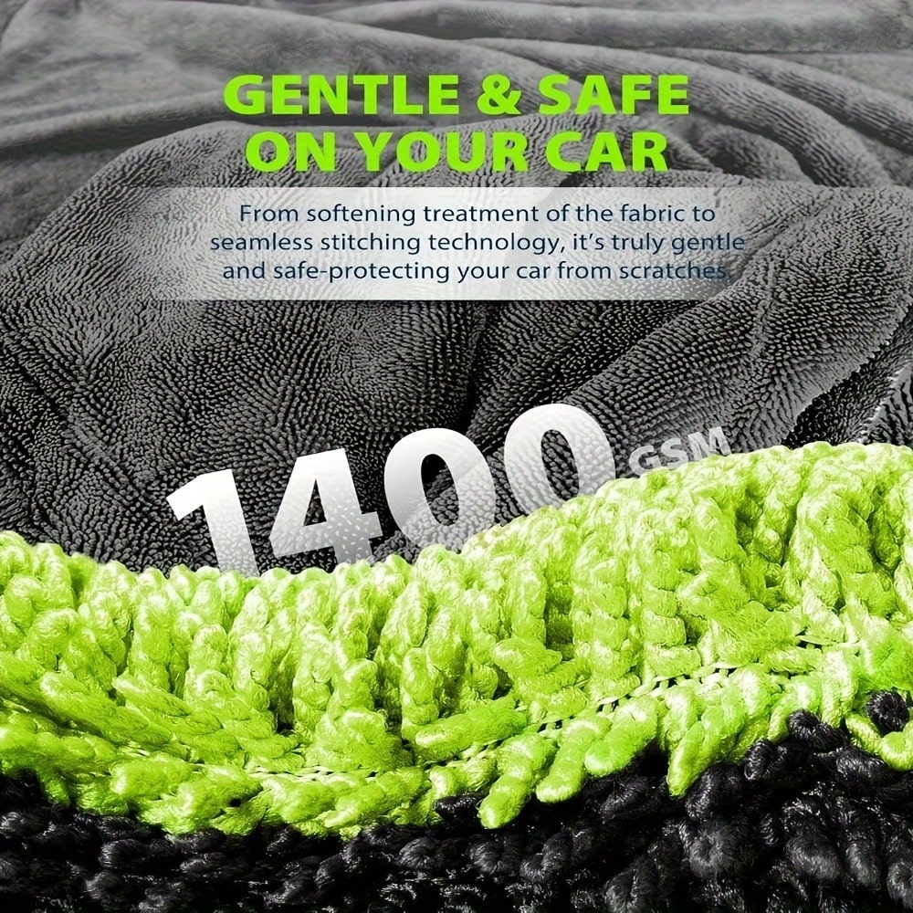 [Microfiber Towel] High Absorbency Dual-Sided Microfiber SUV Truck Drying Towel| 1400GSM Full-Sized 48"X24" Twisting Yarn Technology, Scratch-Free, Machine Washable For Car Cleaning & Dryer Use
