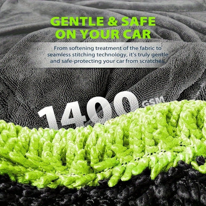 [Microfiber Towel] High Absorbency Dual-Sided Microfiber SUV Truck Drying Towel| 1400GSM Full-Sized 48"X24" Twisting Yarn Technology, Scratch-Free, Machine Washable For Car Cleaning & Dryer Use