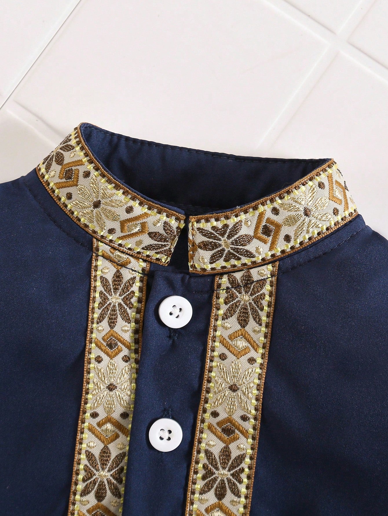 Middle Eastern Style Traditional Embroidered Long Sleeve Top And Pants Set For Baby Boys