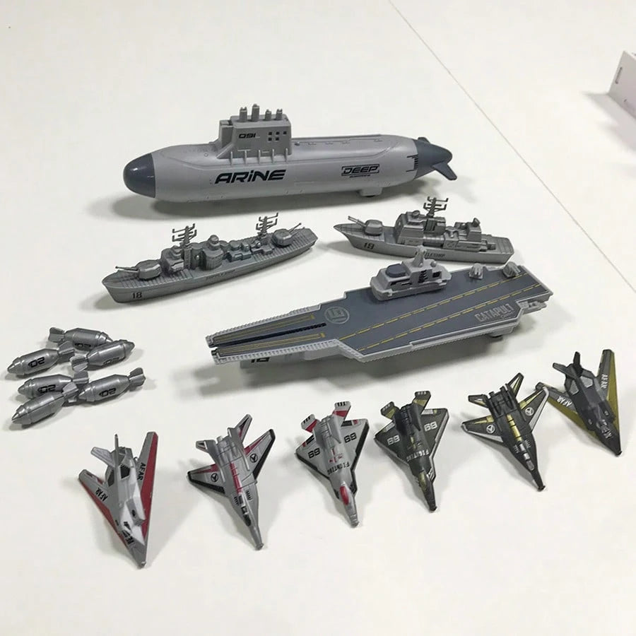 Military Series Aircraft Carrier Battle Group Kit, Learning Military Knowledge, Nuclear Submarine Can Launch Missiles, War Ship Can Launch Fighter Jets, Children Toys, Christmas Gift