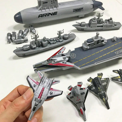 Military Series Aircraft Carrier Battle Group Kit, Learning Military Knowledge, Nuclear Submarine Can Launch Missiles, War Ship Can Launch Fighter Jets, Children Toys, Christmas Gift