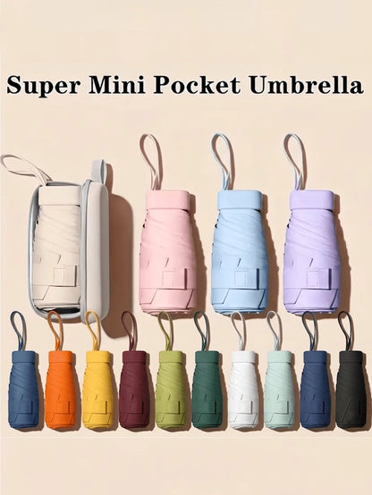 Mini Folding Umbrella, Waterproof Portable Travel Umbrella, Women's Sun Protection Parasol, 2-In-1 Ultra-Light Compact Umbrella, Suitable For Men And Women, Rain & Sun Protection, Travel Essential