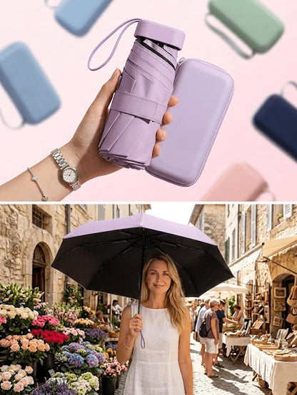Mini Folding Umbrella, Waterproof Portable Travel Umbrella, Women's Sun Protection Parasol, 2-In-1 Ultra-Light Compact Umbrella, Suitable For Men And Women, Rain & Sun Protection, Travel Essential