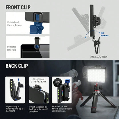 Mini Portable Clip-On LED Selfie Fill Light Soft Flawless Skin Lighting, Compatible With All Phones For Mobile Photography Makeup Selfies Content Shooting 9DHP