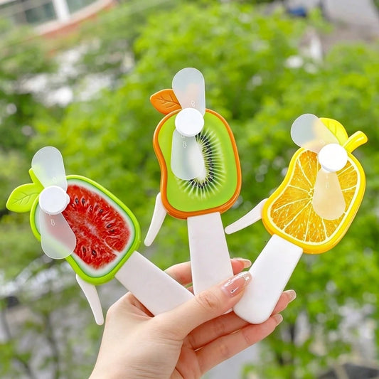 Mini Portable Manual Hand Press Fan For Students Summer Outdoor Travel Cute Strawberry Watermelon Pineapple Kiwi Designs No Battery Grip Soft Blades Handheld Personal Cooling Tool Party Favors Small G