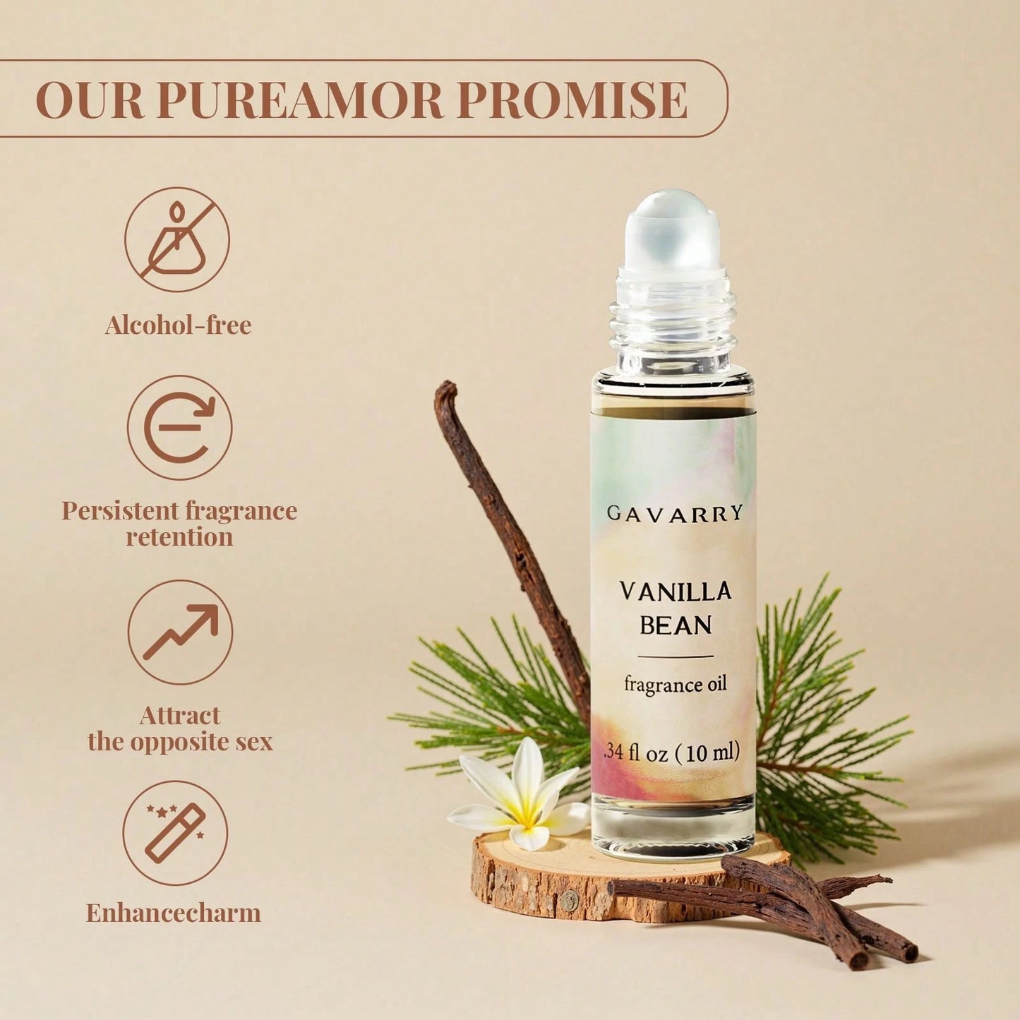 Mini Women's Fragrance Oil, Vanilla Roll-On Long Lasting Aromatherapy, Easy-To Carry,Work,Wedding,Travel,Christmas Gift.