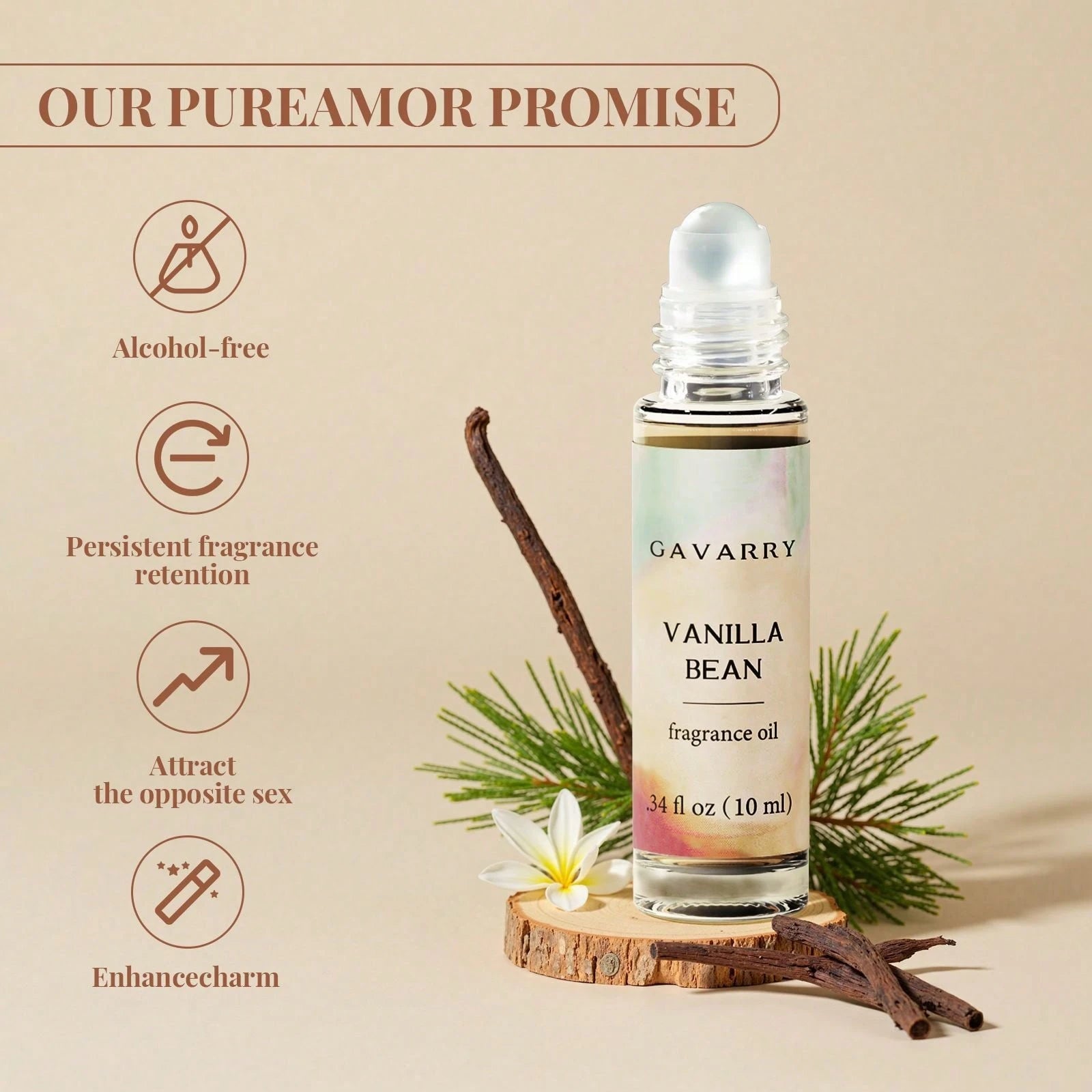 Mini Women's Fragrance Oil, Vanilla Roll-On Long Lasting Aromatherapy, Easy-To Carry,Work,Wedding,Travel,Christmas Gift.