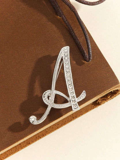 Minimalist 26 Letter Crystal Brooch, Geometric Versatile Lapel Pin For Women Clothing & Bag Accessories