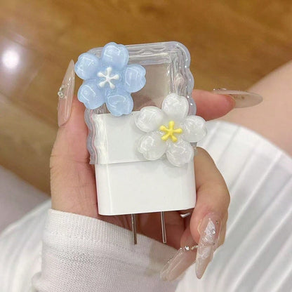 Minimalist Floral Charging Protector Case, Suitable For Apple 14/13/16/15 Series Fast Charging Adapter, 20W Charger Protector, Ideal Gift