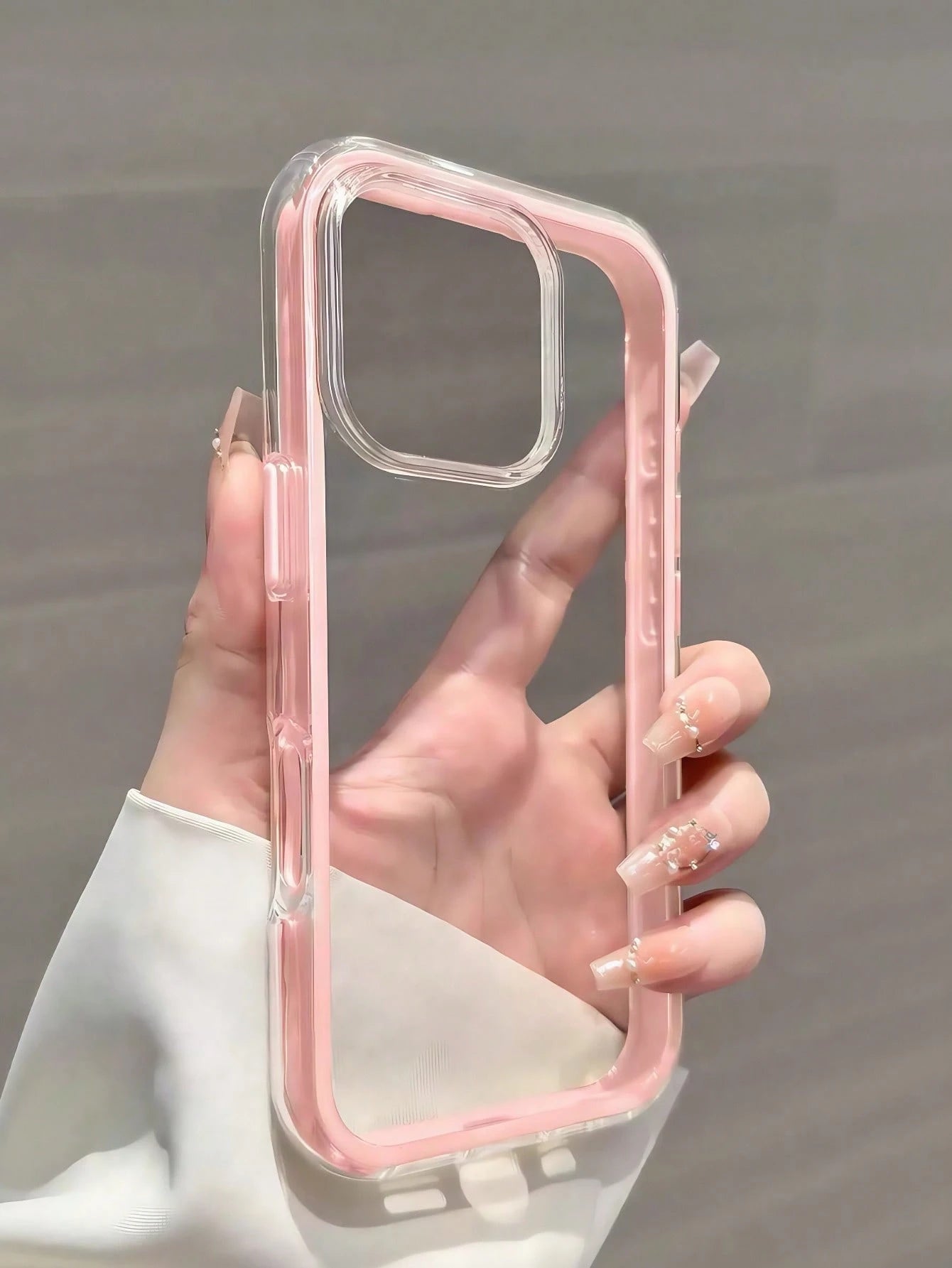Minimalist White Pink Black Blue Bow Decor Slogan Elements Basic Phone Cases 3-In-1 Thick Hard Material Colorful Solid Color Frame Personalized Creative Anti-Drop Full Coverage Transparent Compatible