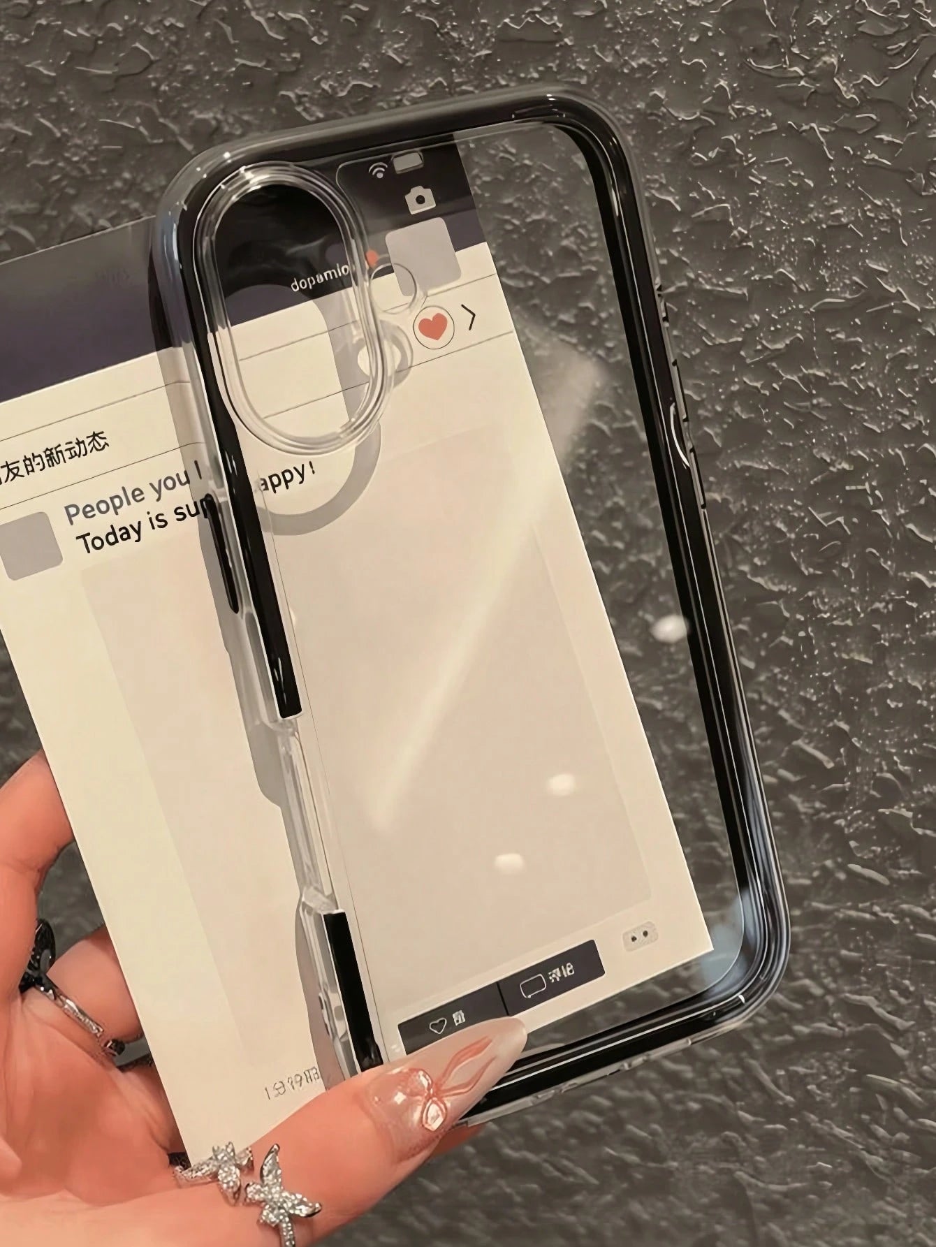 Minimalist White Pink Black Blue Bow Decor Slogan Elements Basic Phone Cases 3-In-1 Thick Hard Material Colorful Solid Color Frame Personalized Creative Anti-Drop Full Coverage Transparent Compatible