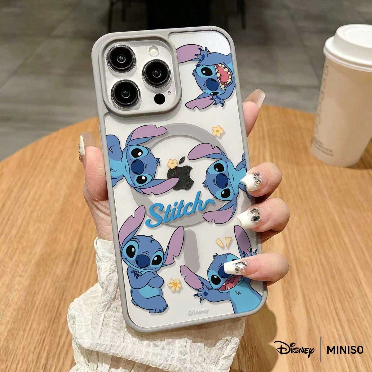 MINISO Disney Stitch Multi-Pose Transparent Magnetic Phone Case, "Stitch" Letter Cute Cover Compatible With IPhone 17/17 Pro/17 Pro Max/17 Air/16/15/14/13/12/11/X Series Iphone 17 Pro Max Case Iphone