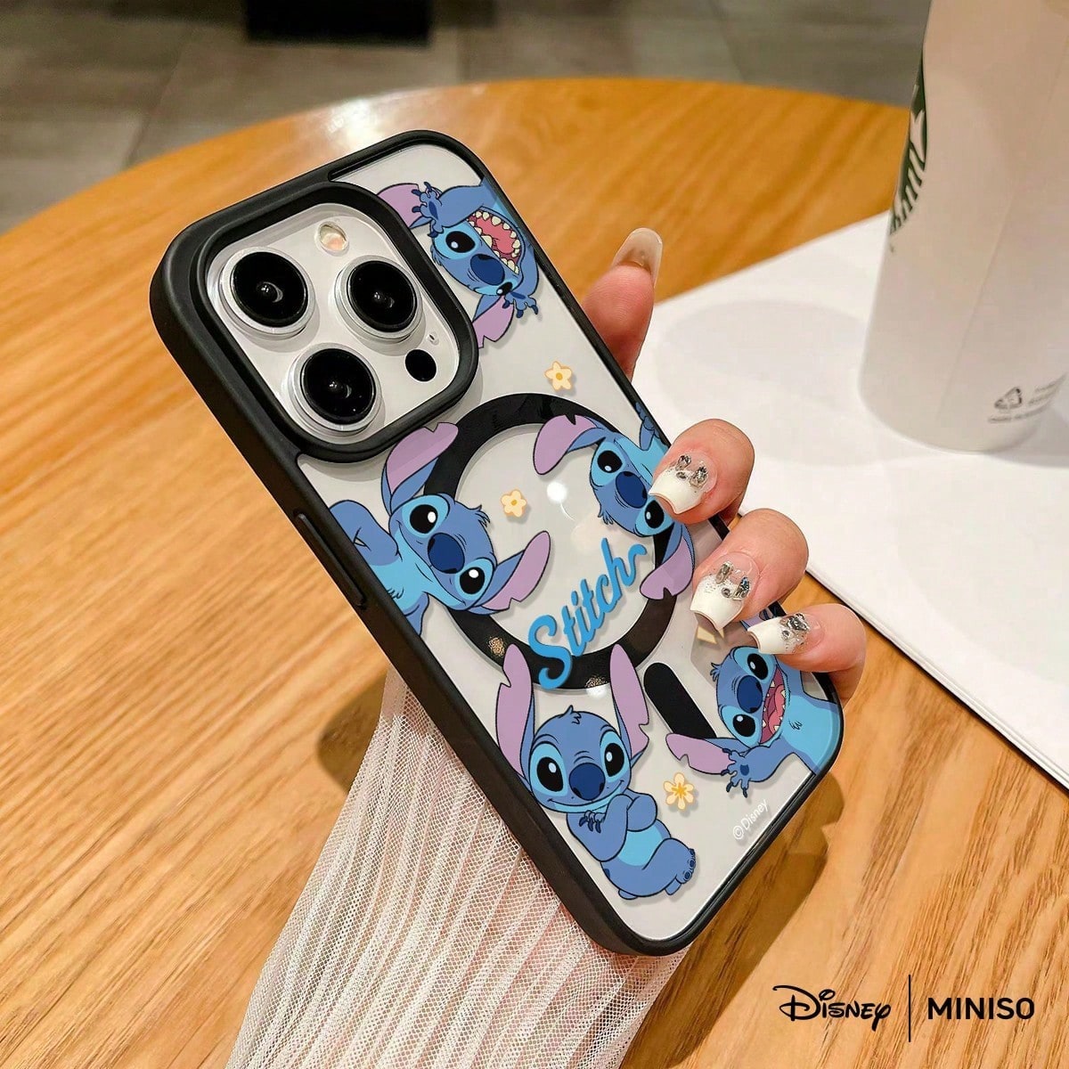 MINISO Disney Stitch Multi-Pose Transparent Magnetic Phone Case, "Stitch" Letter Cute Cover Compatible With IPhone 17/17 Pro/17 Pro Max/17 Air/16/15/14/13/12/11/X Series Iphone 17 Pro Max Case Iphone