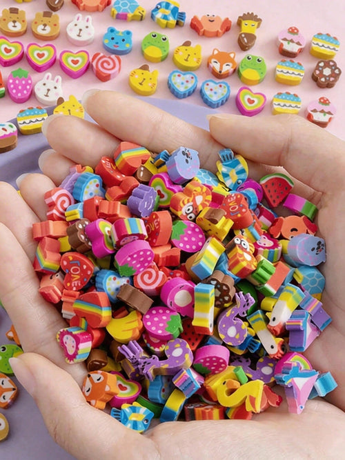 MINKOJA 200pcs Mini Animal Eraser- Various Cartoon Small Erasers For Classroom Rewards, Party Gifts And Fun School Supplies, Various Colors And Designs, Fun Learning Tools| Fun Design| Durable Eras