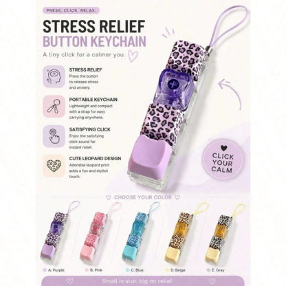 MINKOJA MINKOJA 1Pc Leopard Print Pattern Keyboard Fidget Toy, Fidget Keyboard, 4-Key Stress Relief Toy Keyboard Keychain Toy, Pressable Keyboard Keys