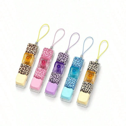 MINKOJA MINKOJA 1Pc Leopard Print Pattern Keyboard Fidget Toy, Fidget Keyboard, 4-Key Stress Relief Toy Keyboard Keychain Toy, Pressable Keyboard Keys