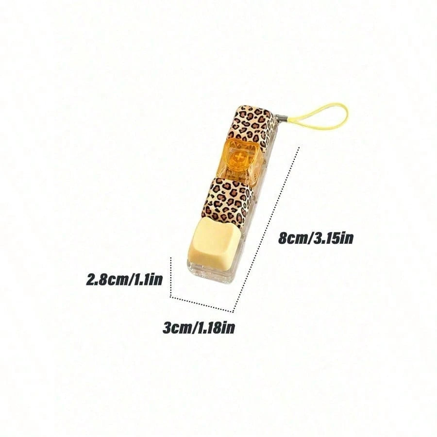 MINKOJA MINKOJA 1Pc Leopard Print Pattern Keyboard Fidget Toy, Fidget Keyboard, 4-Key Stress Relief Toy Keyboard Keychain Toy, Pressable Keyboard Keys