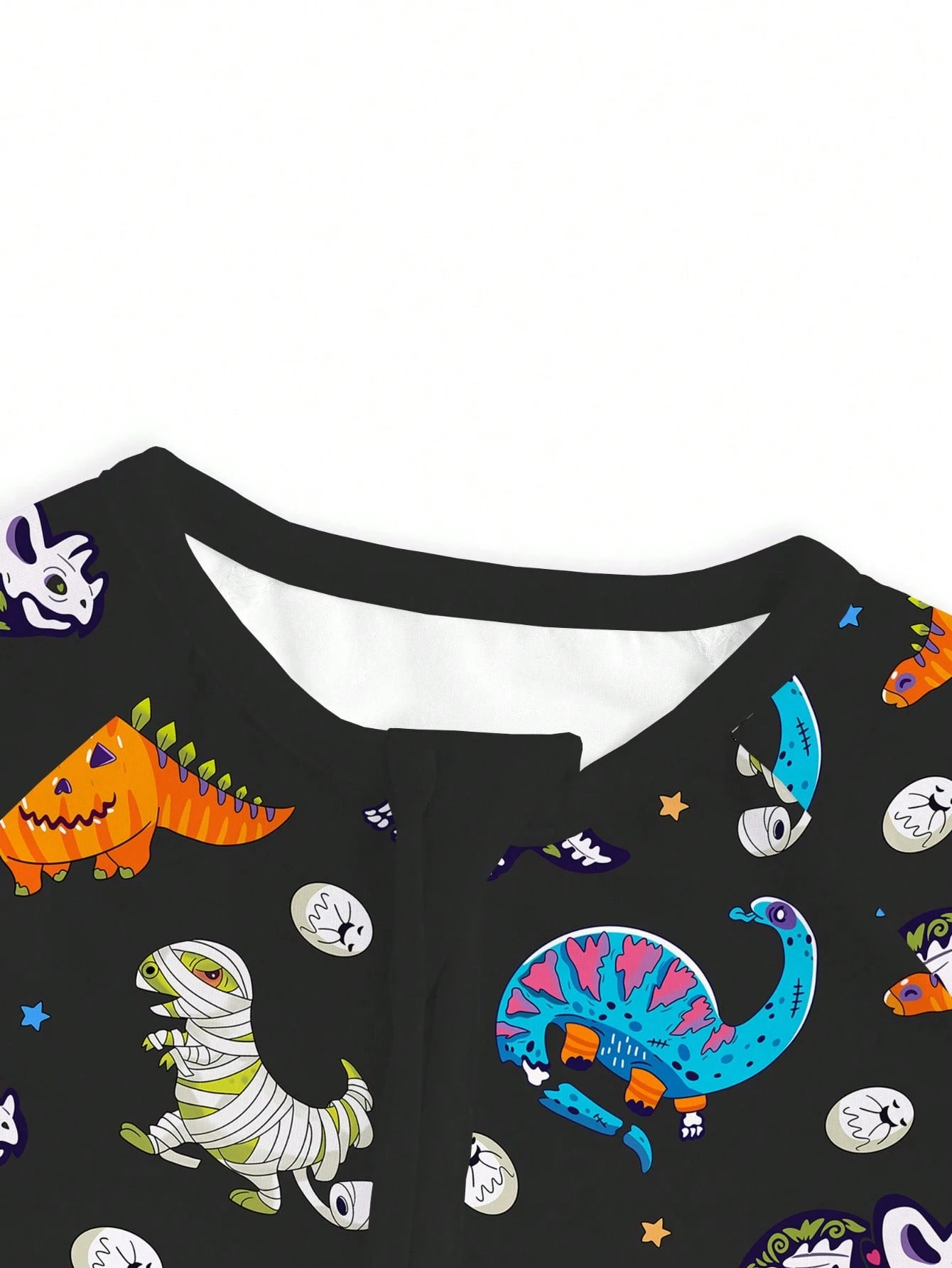 MIOZING Halloween Mummy Dino Skeleton Pumpkin Dinosaur Print Zip Long Sleeve Baby Romper, Holiday Daily Outfit, Soft Bamboo Fiber Fabric For Baby Boys