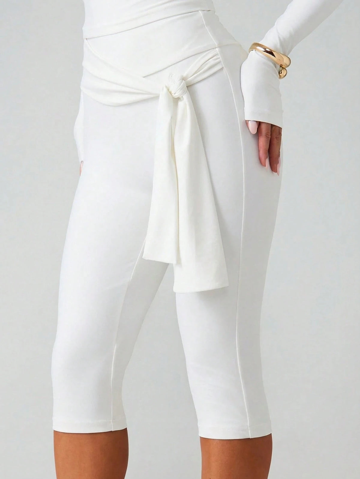 MISSGUIDED High Waist Capri Pants With Tie Belt Detail Cropped Trousers For Summer Casual Wear