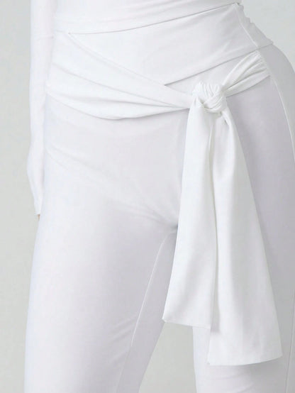 MISSGUIDED High Waist Capri Pants With Tie Belt Detail Cropped Trousers For Summer Casual Wear