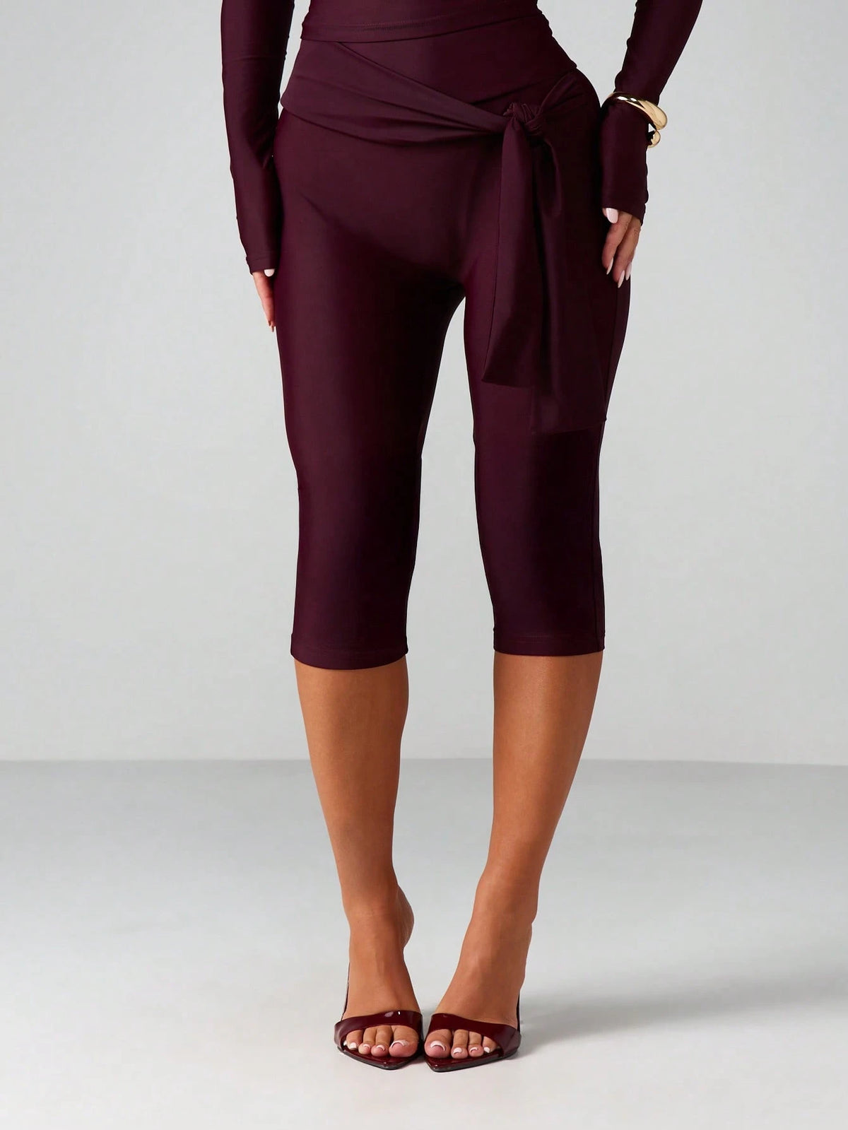 MISSGUIDED High Waist Capri Pants With Tie Belt Detail Cropped Trousers For Summer Casual Wear