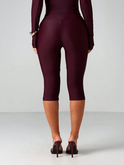 MISSGUIDED High Waist Capri Pants With Tie Belt Detail Cropped Trousers For Summer Casual Wear