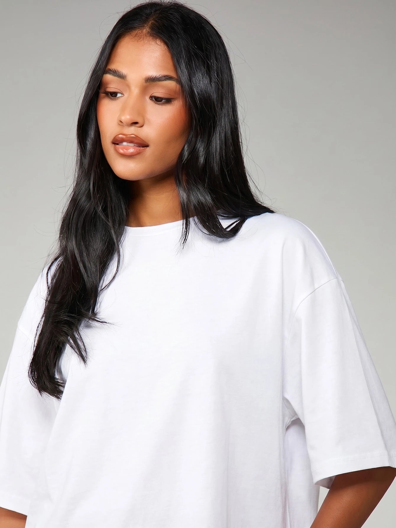 MISSGUIDED Oversized Midi Dress With Sheer Lace Scalloped Hem For Casual Everyday Spring Summer Fashion