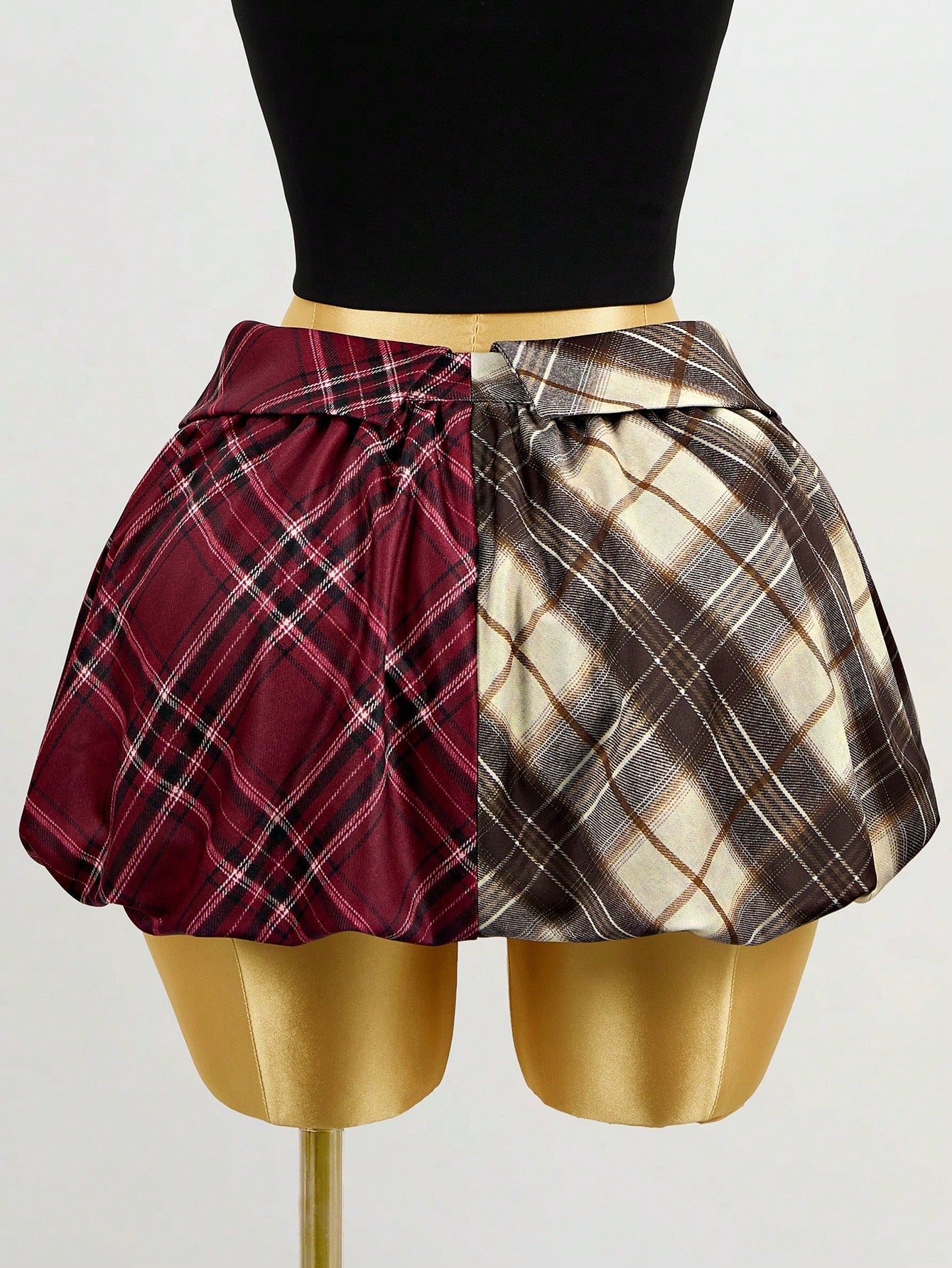 Mistrie Women's Multicolor Plaid Patchwork A-Line Casual Flared Mini Skirt,New Year, For New Year,Christmas Dress,Plaid Skirt,Women's,Casual For Women