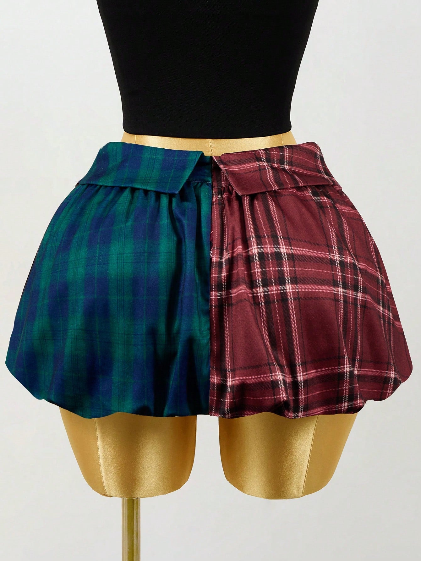 Mistrie Women's Multicolor Plaid Patchwork A-Line Casual Flared Mini Skirt,New Year, For New Year,Christmas Dress,Plaid Skirt,Women's,Casual For Women