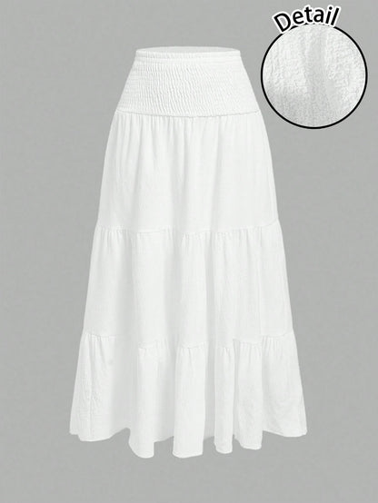 MOD Casual Vacation Style Plaid Bubble Crinkle Skirt For Women, Suitable For Summer Vacation Chic Dress