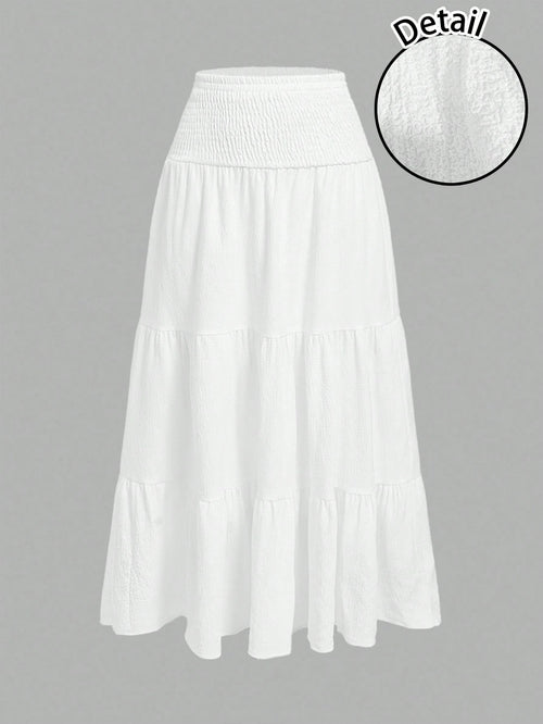 MOD Casual Vacation Style Plaid Bubble Crinkle Skirt For Women, Suitable For Summer Vacation Chic Dress