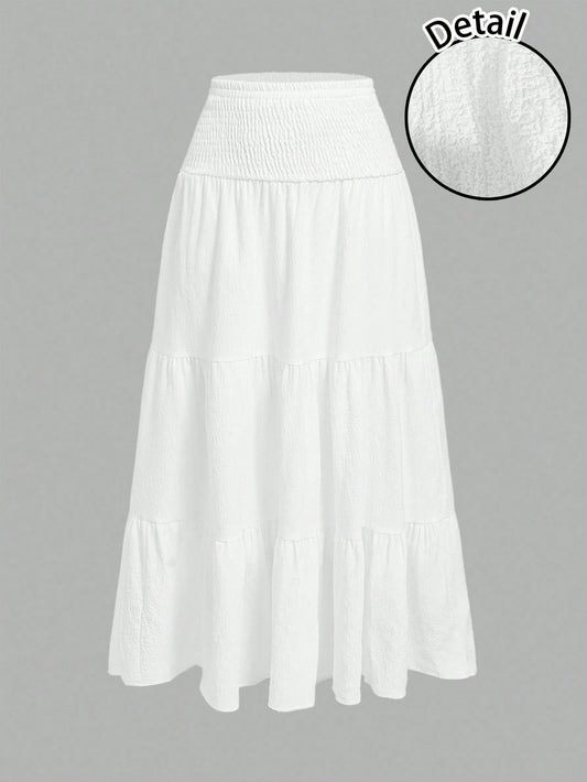 MOD Casual Vacation Style Plaid Bubble Crinkle Skirt For Women, Suitable For Summer Vacation Chic Dress