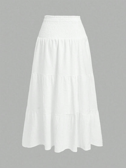 MOD Casual Vacation Style Plaid Bubble Crinkle Skirt For Women, Suitable For Summer Vacation Chic Dress