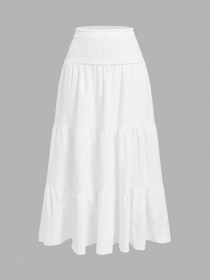 MOD Casual Vacation Style Plaid Bubble Crinkle Skirt For Women, Suitable For Summer Vacation Chic Dress