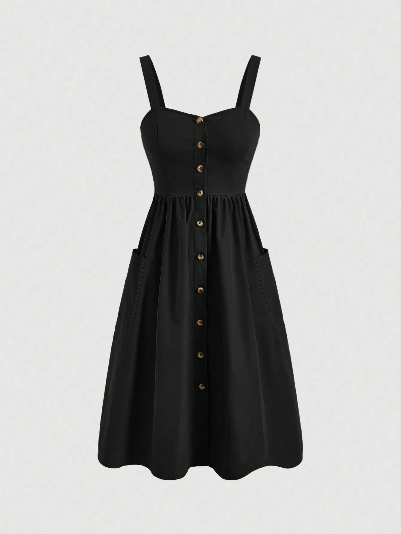 MOD Women's Casual Solid Color Button Front Strap Sleeveless Dress, Summer,Bohemia,Summer Dresses For Women