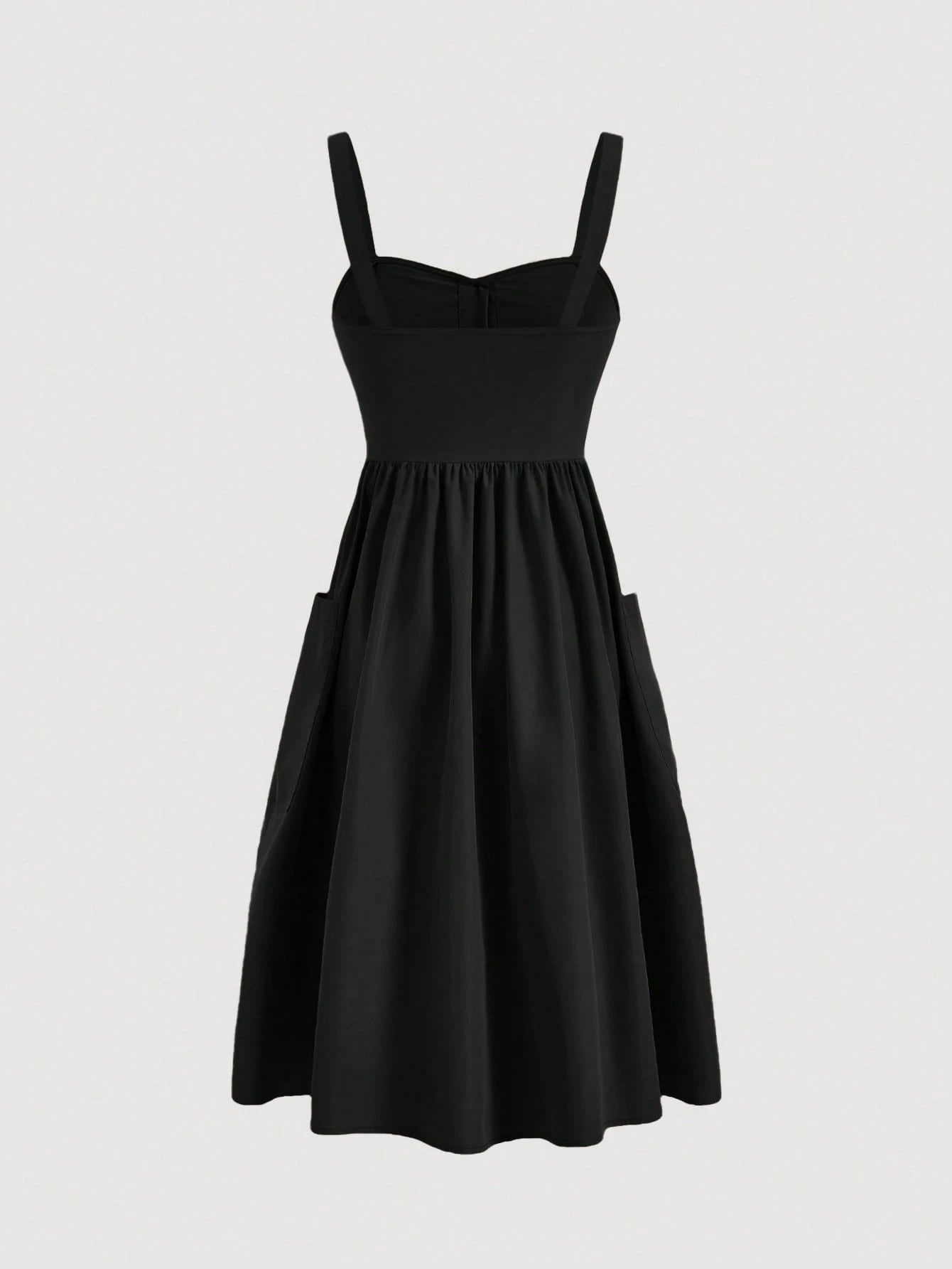 MOD Women's Casual Solid Color Button Front Strap Sleeveless Dress, Summer,Bohemia,Summer Dresses For Women