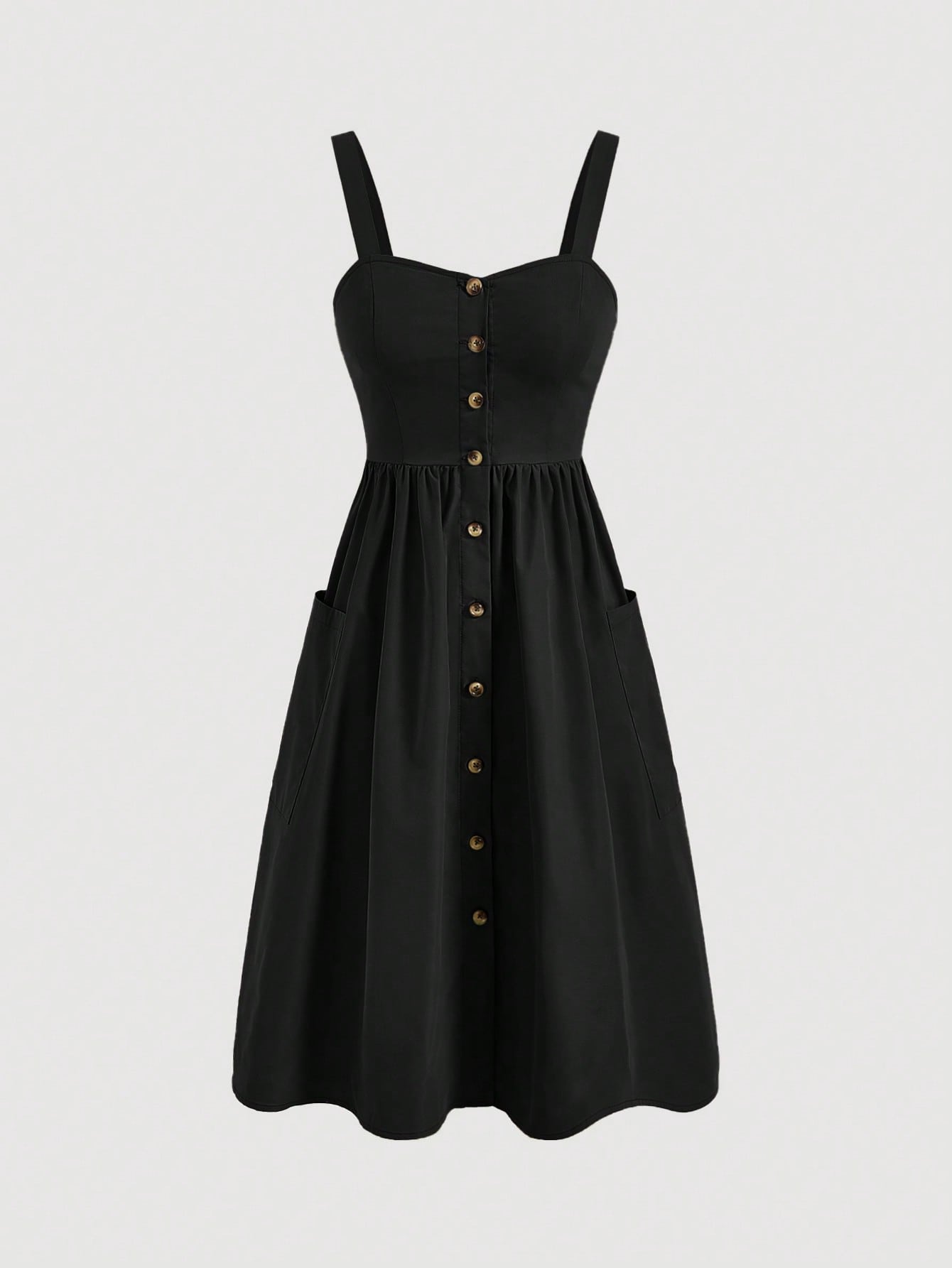 MOD Women's Casual Solid Color Button Front Strap Sleeveless Dress, Summer,Bohemia,Summer Dresses For Women